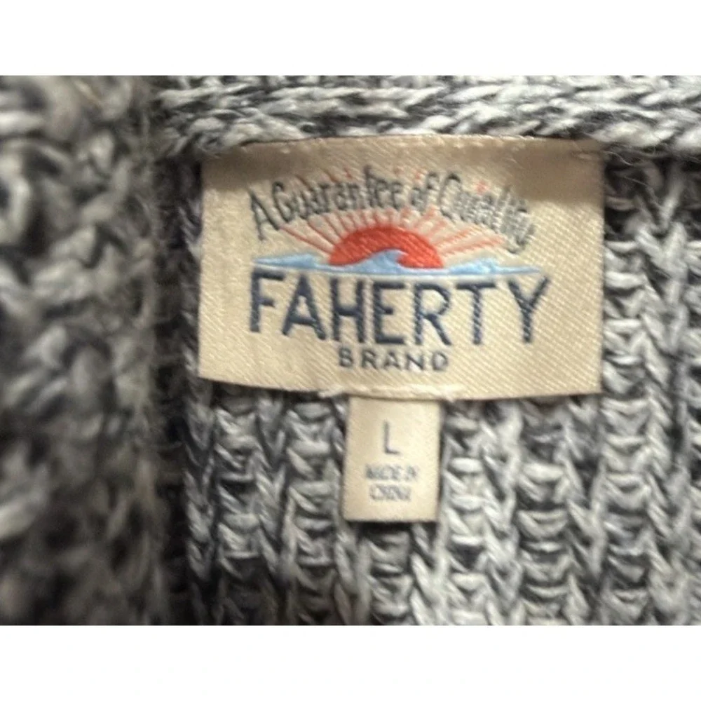 Faherty Cardigan Sweater Mens XL Gray Cotton Cashmere Shawl Collar Button Front